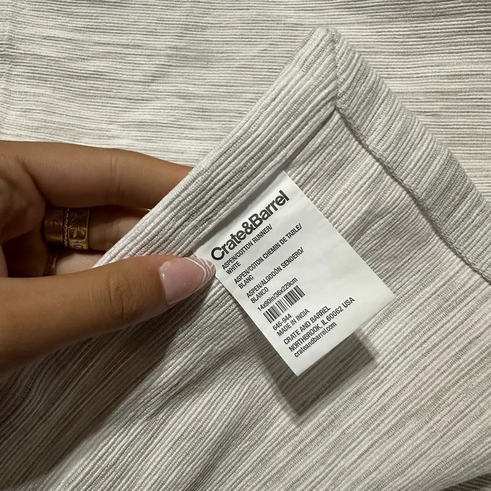 Crate and Barrel grey table runner